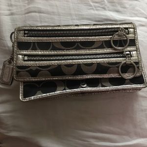 Coach wallet silver and black